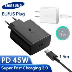 Original Samsung Charger 45w Super Fast Charge EU US Adapter USB C Samsung Galaxy S26 S25 S24 Ultra Plus S22 S23 S21 A56 A36 A57