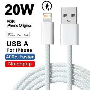 20W Braided Fast Charging USB Cable For iPhone X XR XS 6 6S 7 8 Plus 11 12 Mini 13 14 Pro Max Rapid Charge Phone Cables 1m 2m