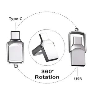 High-Speed 2in1 USB Flash Drive Pen Drive with Type-C 32GB/64GB/128GB Dual Function Data Storage Device Compatible with PC